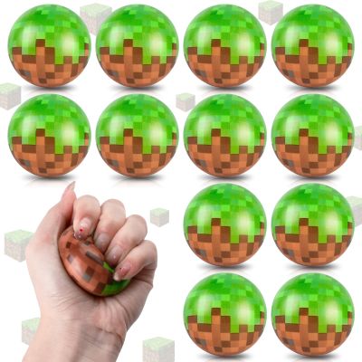 12 PCS Pixel Stress Balls for Kids Party Favors, 1.97 Inch Anxiety Relief Fidget Sensory Toys, Pixel Theme Squeeze Toys Bulk for Birthday Goodie Bags, Carnival Gifts & Classroom Prizes