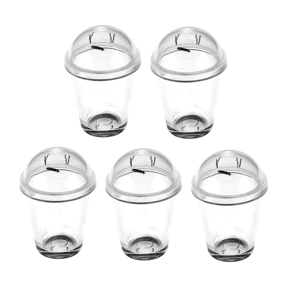Abaodam 5Pcs Transparent Mini Milk Tea Cups Miniature Coffee Mugs Micro Landscape Decor Mini House Accessories Tiny Water Cups Figurines for Photo Props