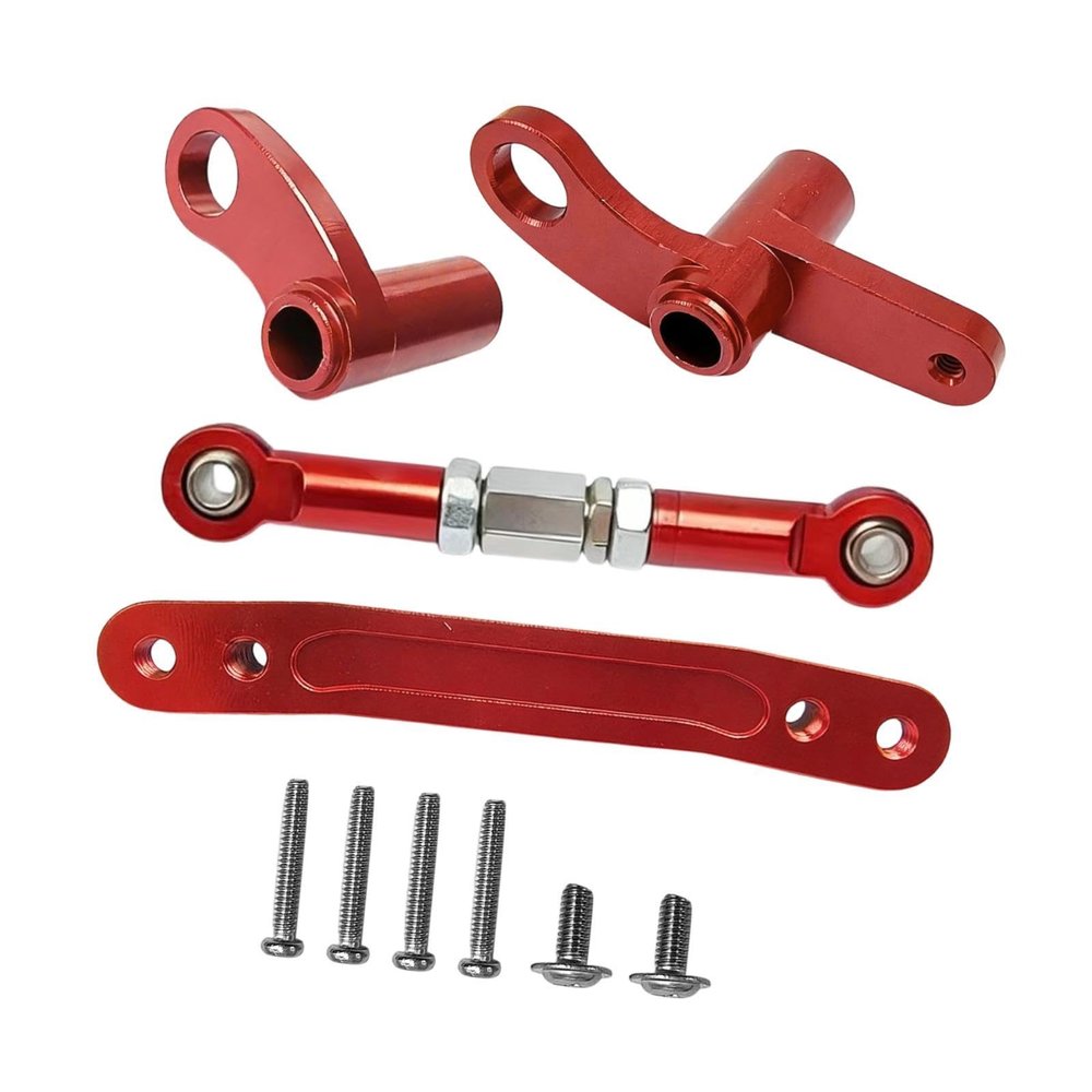 Colaxi Steering Upgrade Kit Easy to Install Modified Heavy Duty DIY Rod with Screw for Scy1/16 16103 16201 16106 Supplies, red