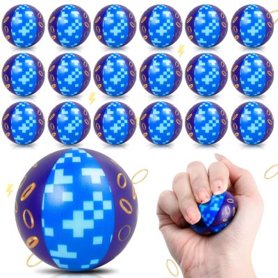 24 PCS Blue Golden Rings Stress Balls for Kids Party Favors, 1.57 Inch Anxiety Relief Fidget Sensory Toys Golden Rings Theme Squeeze Toys Bulk for Birthday Goodie Bags Carnival Gifts Classroom Prizes
