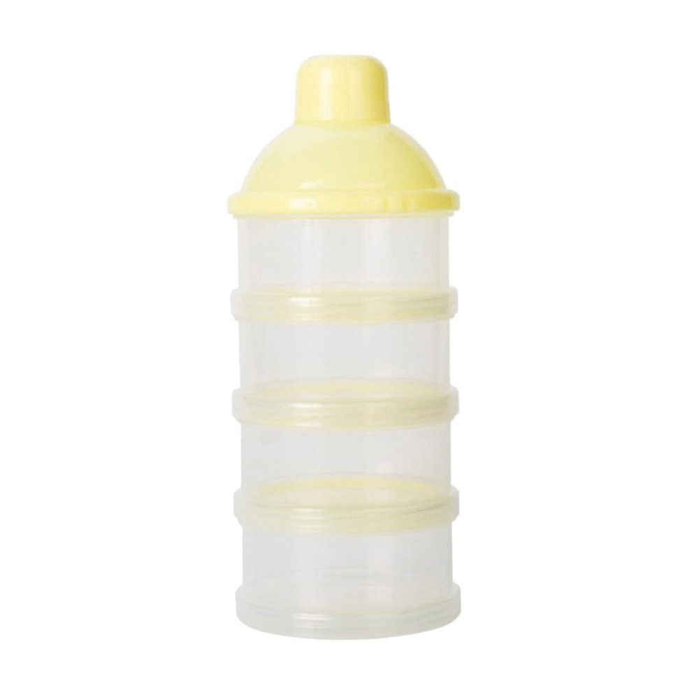 SWETRACE Portable Formula Dispenser Detachable Milk Powder Container with Stackable Compartments Food-grade PP Material Non-spill Snack Storage Box for Travel and Outdoor Feeding Yellow