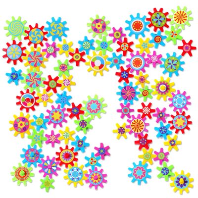 Relaxweex 72 Pcs Magnetic Gears Interchangeable Learn Magnetic Spinning Gears for Magnetism Refrigerator or Whiteboard (Colorful Style)