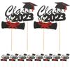 Garneck 10Pcs Graduation Cake Insert Decorations Black Cupcake Toppers for Graduation Season Party Dessert Table Centerpieces Stylish Class of Cake Picks view 1