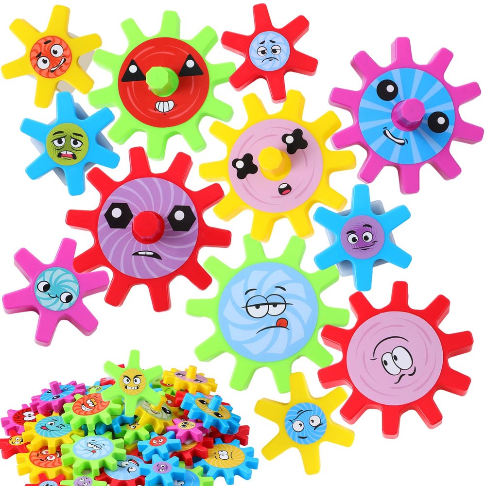 Relaxweex 36 Pcs Magnetic Gears Interchangeable Learn Magnetic Spinning Gears for Magnetism Refrigerator or Whiteboard (Emoticon)