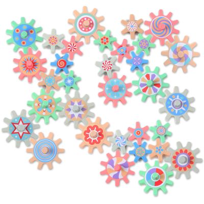 Relaxweex 36 Pcs Magnetic Gears Interchangeable Learn Magnetic Spinning Gears for Magnetism Refrigerator or Whiteboard (Morandi)