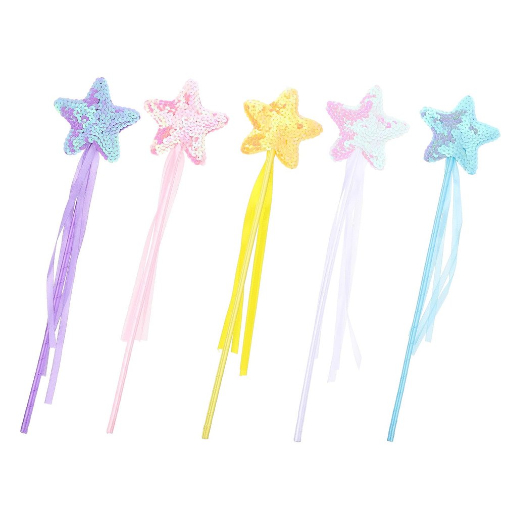 GLSTOY 5Pcs Star-Shaped Fairy Wands for Party Photo Props Shining Sticks Dress-up for Concerts Dance and Birthday Celebrations 5pcs