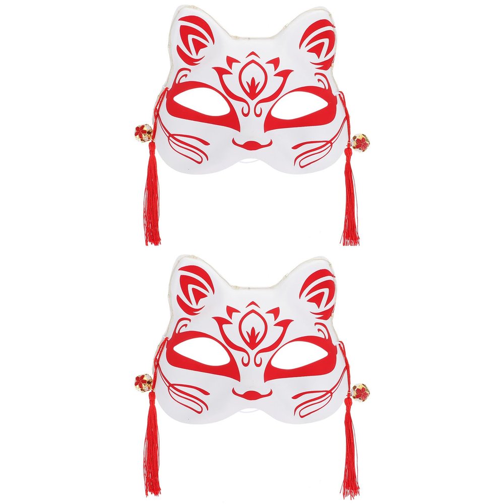 HONMEET 2pcs Glowing Foxes Mask Half-face Luminous Decorative Party Masks for Masquerade Cosplay Lightweight Comfortable Halloween Performance Props