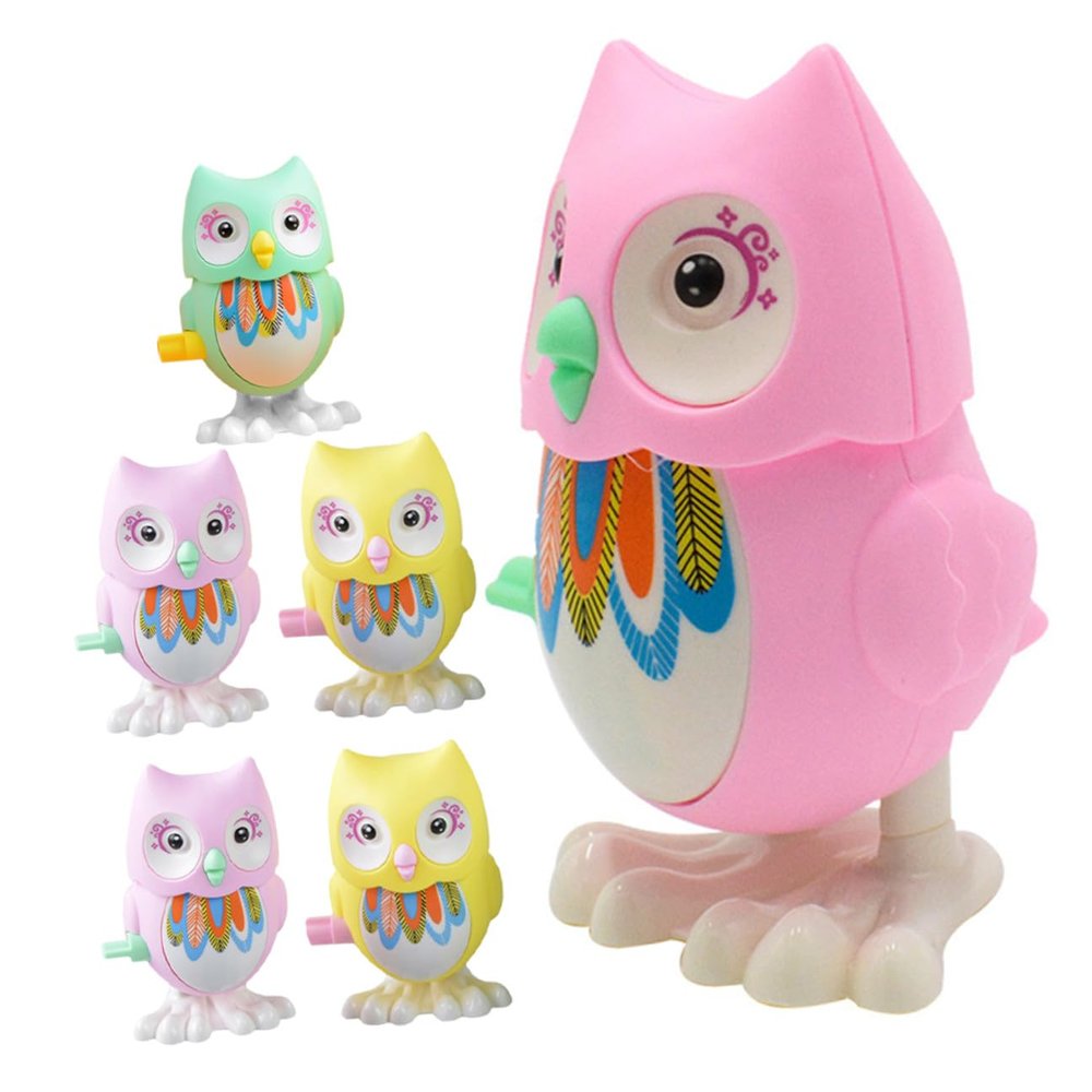 ERINGOGO 6pcs Wind-up Owl for Cartoon Animal Clockwork Playthings Safe Smooth Edges Fun Gifts for Boys and Christmas Novelty Random Color