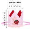 Berry First Birthday Hat for Baby Girls, Pink Strawberry 1st Birthday Crown Decorations, Sweet One Year Old Happy Birth Day Hat for 1st Party Supplies Moments Celebration Photo Props Baby Shower view 2