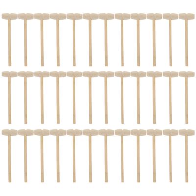 LIOOBO 36pcs Wooden Mallets Smooth Mini Hammers for Boys Hand-Eye Coordination Development and Muscle Training Play Tool