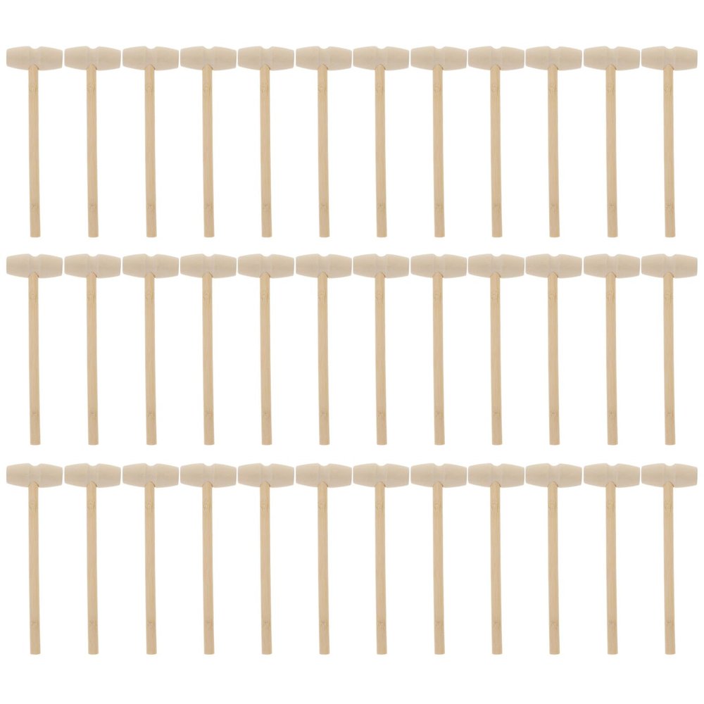 LIOOBO 36pcs Wooden Mallets Smooth Mini Hammers for Boys Hand-Eye Coordination Development and Muscle Training Play Tool
