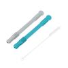 Kisangel Hollow Teething Tube with Cleaning Brush Soft Silicone Chewing for Gum Massage Safe Elastic Material Bright Colors for Visual Stimulation for Small Hands view 1