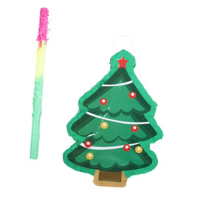 Abaodam Christmas Tree Pinata with Rod for Party Decoration and Festive Carnival Fun Xmas Ornament with Candy-filled Surprise Holiday Game Accessory and Home Decor