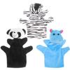 Abaodam 3Pcs Animal Hand Puppets Lightweight Soft Plush Educational for Storytelling Interactive Play Zebra Hippo Panda view 1