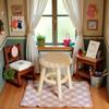 2Pcs Miniature Wooden Stool, 1:12 Scale Furniture, DIY Living Room Accessories, Wooden Color Dollhouse Living Room, Dollhouse Accessories view 2