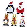 5Pcs Christmas Wind-up Cartoon Santa Snowman Reindeer Penguin Clockwork Walking Bright Colors Safe Smooth Design Party Favors and view 1