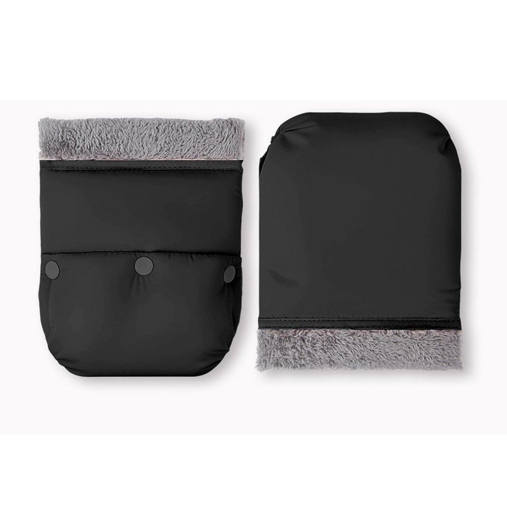 2Pcs Quick Install Strollers Handle Cover For Cold Weather Windproof Design Wide Compatibility Soft Fleece Inner Layer Soft Baby Strollers Hand Protectors
