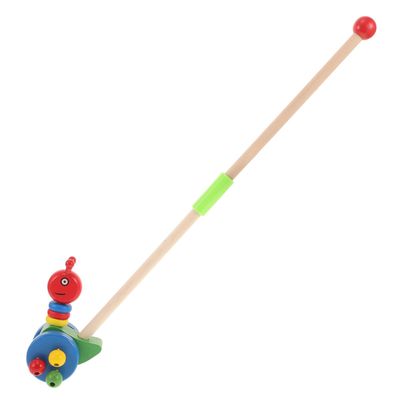 FOYTOKI Wooden Push and Pull Walker with Colorful Rolling Wheels and Cute Cartoon Animal Pattern for Walking Practice Indoors and Outdoors