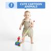 FOYTOKI Wooden Push and Pull Walker with Colorful Rolling Wheels and Cute Cartoon Animal Pattern for Walking Practice Indoors and Outdoors view 4