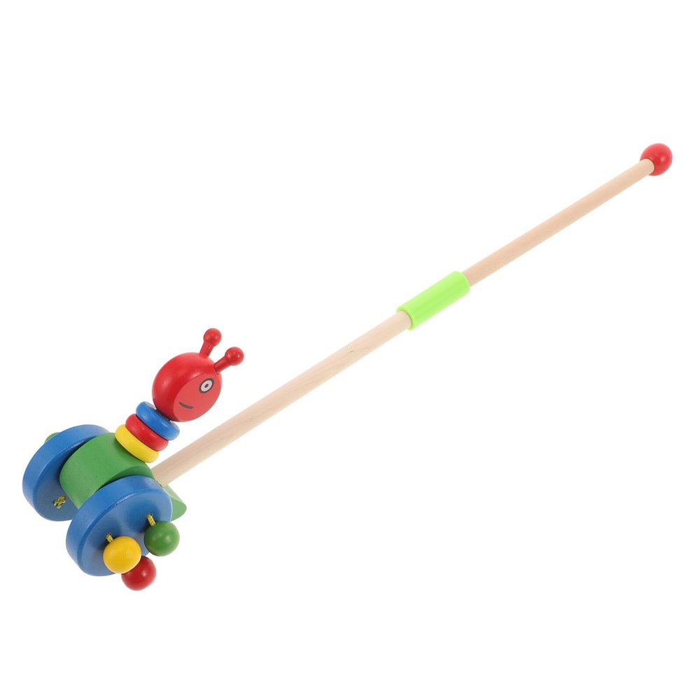 MERRYHAPY Wooden Push Walker with Cartoon Animal Design Indoor Walking for Boys and Reusable Educational Pushing Cart for Learning and Development