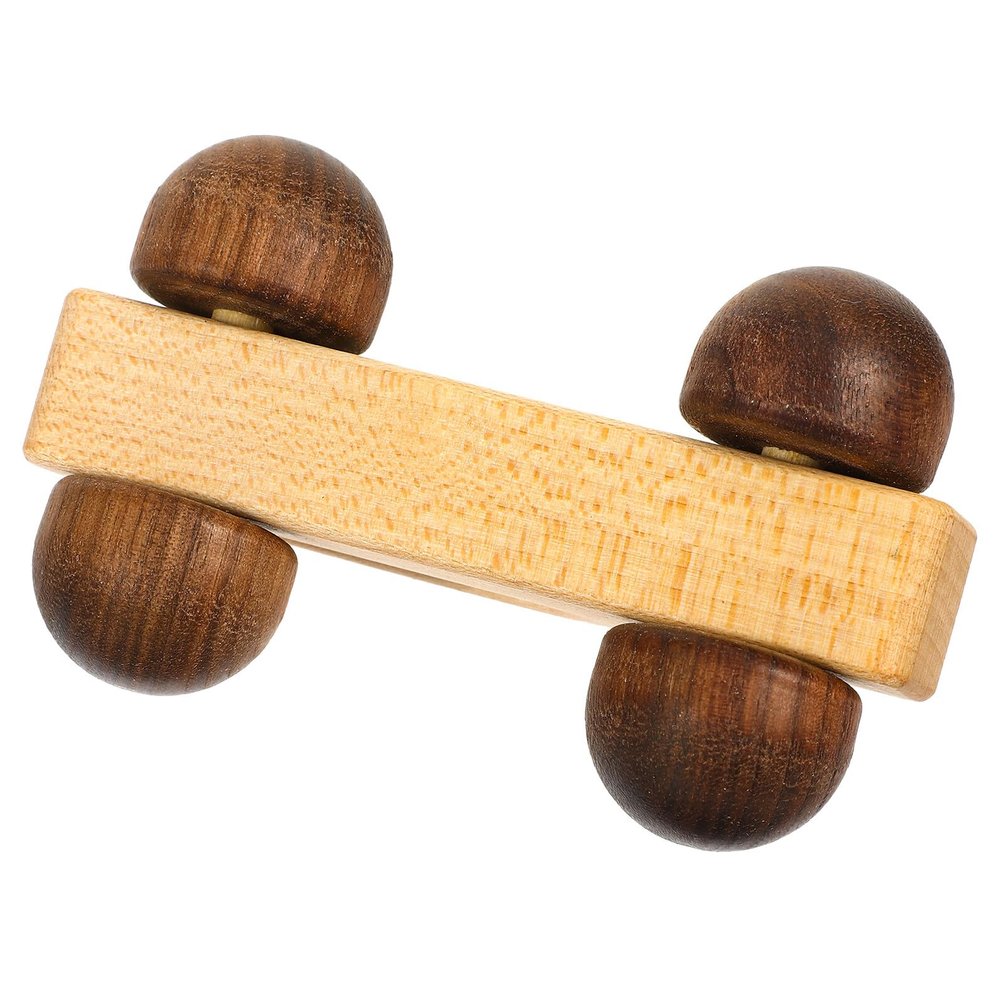 HOOTNEE Wooden Hand Grasping Car Preschool Push Vehicle for Fine Motor Skill Development Sturdy Maple with Black Walnut Wheels