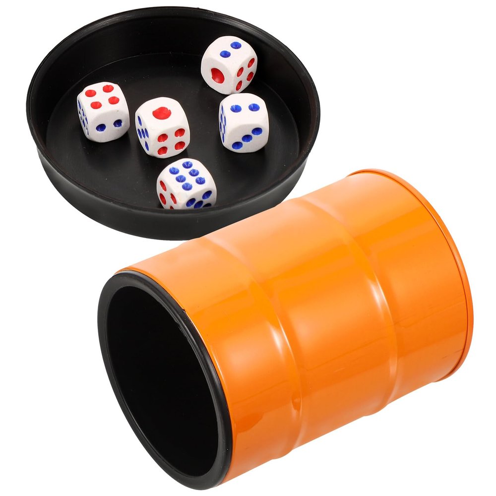 Alasum Creative Orange Dice Holder with Base Lightweight Dice Shaking Cups for Party Entertainment Includes Dices Easy to Clean Game Prop for Bars Ktv and Family Fun