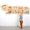 5FT Large Bear Activity Wall Busy Board Wooden Sensory Wall Panel Educational Montessori Toys for Toddler Kids Interactive Sensory Activity Board Learning Center Playroom Daycare Nursery Decor view 1