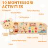 5FT Large Bear Activity Wall Busy Board Wooden Sensory Wall Panel Educational Montessori Toys for Toddler Kids Interactive Sensory Activity Board Learning Center Playroom Daycare Nursery Decor view 3