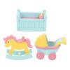 EXQUIMEUBLE 3pcs Birthday Cake Adornments Resin Ornament with Rocking Horse Stroller and Crib Decorations for Girl Party Table and Cupcake Decor view 1
