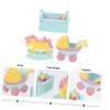 EXQUIMEUBLE 3pcs Birthday Cake Adornments Resin Ornament with Rocking Horse Stroller and Crib Decorations for Girl Party Table and Cupcake Decor view 3