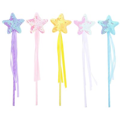 BESTonZON 5Pcs Girl Fairy Stick Lightweight Mild Material Star Design for Dress Up Cosplay Halloween Party Performance Stage Show