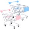 Alasum 2pcs Mini Shopping Cart for Small Trolley with Smooth Wheels Easy-Grip Handle Role Play Supermarket Props for Independence and Fun view 1