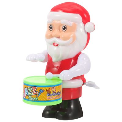 NESTINGHO 3pcs Wind-up Drumming Santa for Funny Clockwork Santa Claus Playthings Creative Christmas Holiday Material Random Style and Color Random Color