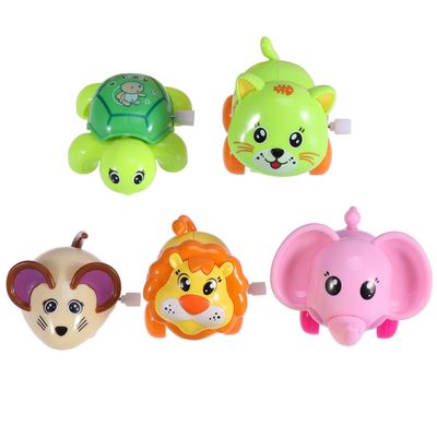 HANABASS 5pcs Wind Up Cartoon Animal Design Manual Spring Mechanism Party Favors for Boys Random Styles Colors Safe Plastic Playset Random Color