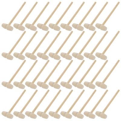 MAJORMENCH 36pcs Wooden Mallets Natural Solid Wood Mini Hammers Smooth Safe Surface Interactive for Boys Birthday