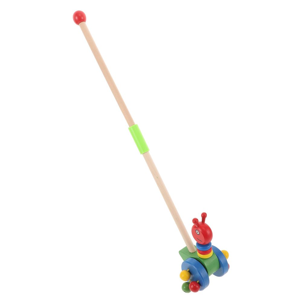HOOTNEE Wooden Push with Handle Charming Animal Design Pull Along Walker for Boys and Early Learning Walking