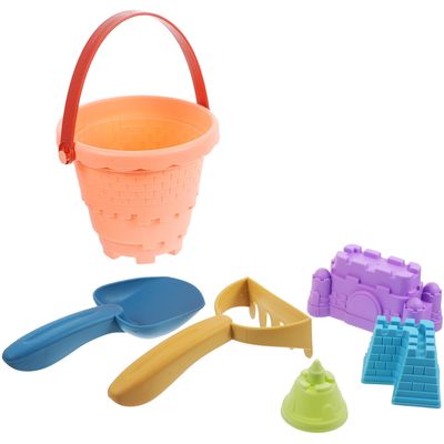CHICAMPERA Sand with Beach Bucket and Castle Molds Outdoor Summer Plaything for Sandcastle Building Pool Garden Creative Portable Easy Storage Sand Digging Tools Random Color