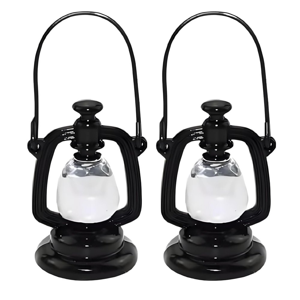 2Pcs 1:12 Dollhouse Lamp, Doll House Accessories and Furniture, Miniature Scene Model Hurricane Lantern Play Decoration