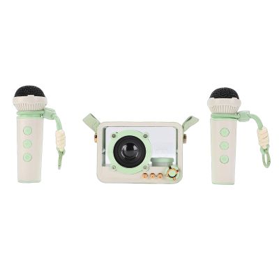 Luocute Mini Karaoke Machine, Portable Speaker with 2 Wireless Microphones, Hanging Strap for Outdoor Adventures, Birthday Parties Classroom Activities (Light Green)