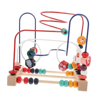 Abaodam Wooden Bead Maze for Cognitive Development Hand-Eye Coordination Educational Birthday with Bright Colored Beads Safe Non-Toxic Material Montessori Skill Improvement