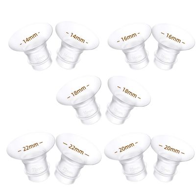 10PCS Flange Insert 14/16/18/20/22mm*2PCS Compatible with Momcozy M5/M6/M9/S12 Pro/S9 Pro/V1 Pro/V2 pro, Spectra/Medela/Elvie/NCVI/TSRETE/eufy/Lansinoh/Paruu/MomMed Breast Pump 24mm Shields/Flanges