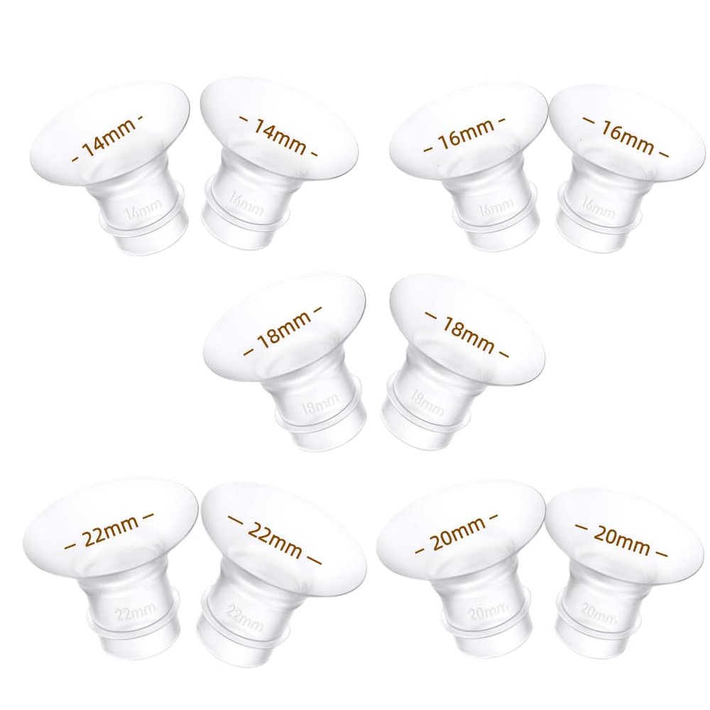 10PCS Flange Insert 14/16/18/20/22mm*2PCS Compatible with Momcozy M5/M6/M9/S12 Pro/S9 Pro/V1 Pro/V2 pro, Spectra/Medela/Elvie/NCVI/TSRETE/eufy/Lansinoh/Paruu/MomMed Breast Pump 24mm Shields/Flanges