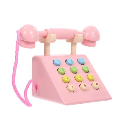 Levemolo Simulated Mushroom Telephone for Interactive Dial Phone Plaything Educational Birthday Gift for Enhance Thinking and Communication Pink