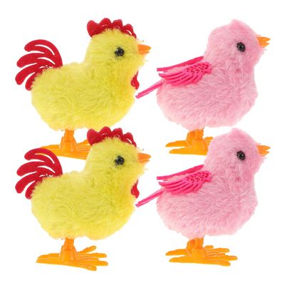 Beaupretty 4pcs Wind Up Chicken Plush Jumping Chick for Handheld Clockwork with Soft Plush Texture Creative Play for Classroom Prizes Party Favors Easter Basket Fillers