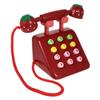 MAJORMENCH Wooden Rotary Telephone for Pretend Role Play with Turnable Dial Hand-Eye Coordination Educational Phone Interactive Playset in Strawberry Red view 1