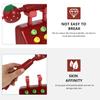 MAJORMENCH Wooden Rotary Telephone for Pretend Role Play with Turnable Dial Hand-Eye Coordination Educational Phone Interactive Playset in Strawberry Red view 4