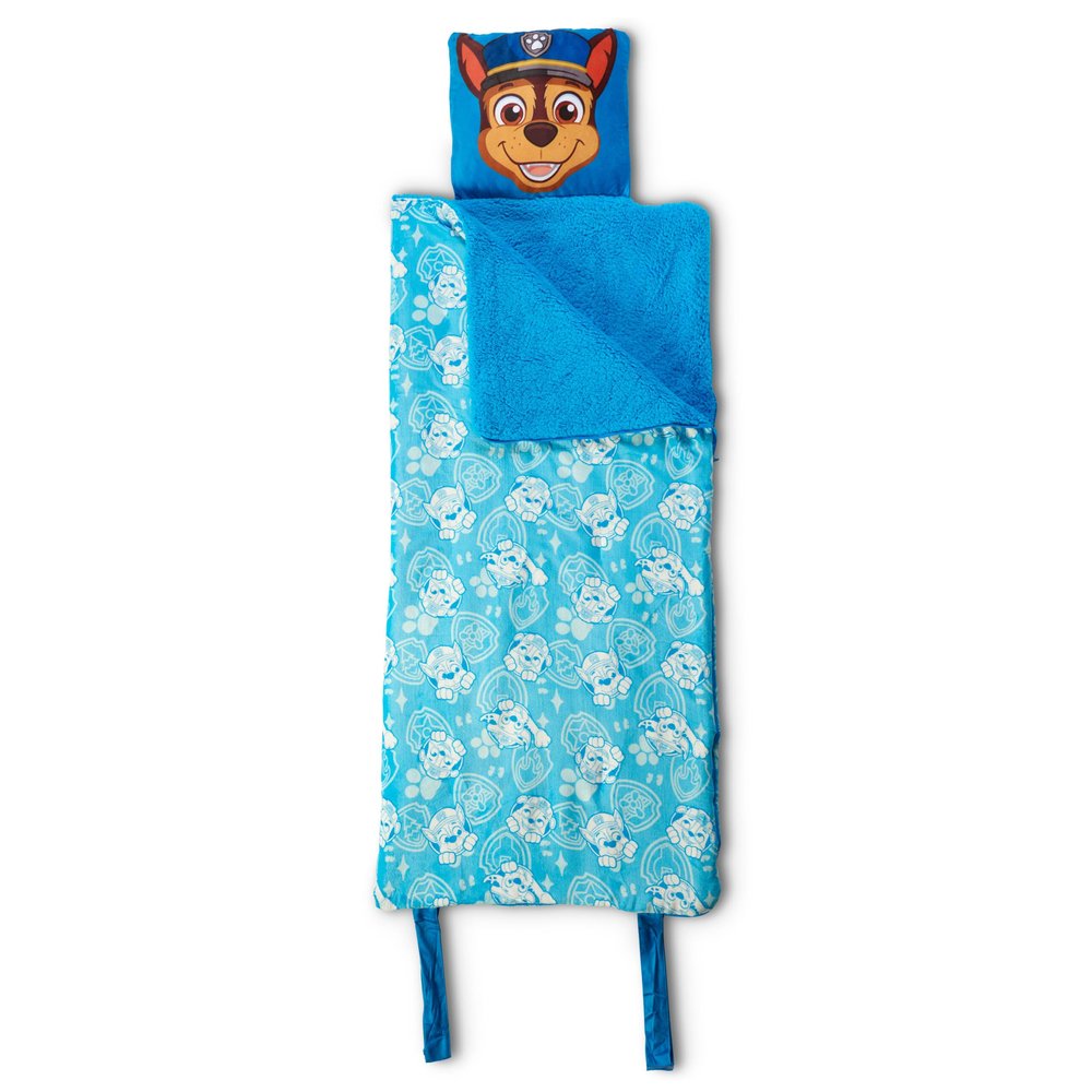 Paw Patrol Chase, Silk Touch Sherpa Slumber Bag with Attached Pillow, Cozy Portable Sleepover Set, Character Sleeping Bag for Travel, 27 x 56 Inches
