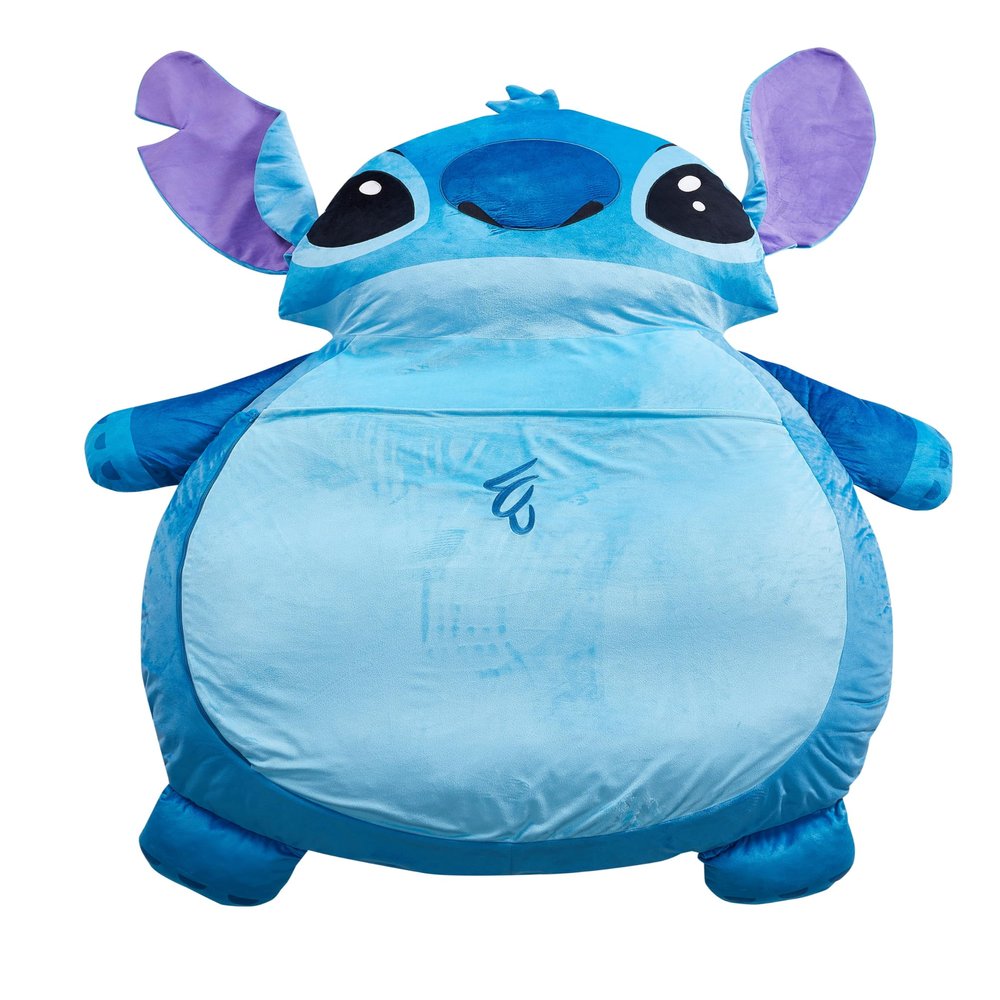 Disney Stitch Oversized Floor Lounger for Kids, Soft Plush Chair with Pillow & Cushion, Comfortable Portable Nap Mat and Play Seating