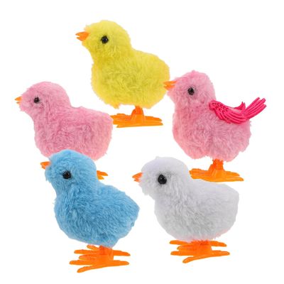 DECHOUS 5pcs Wind Up Chick Plush Jumping Chicken for Interactive Play Party Favors Skill Development and Social Fun Cute Clockwork Chicks for Classroom and Goodie Bags