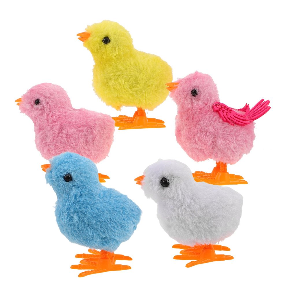 DECHOUS 5pcs Wind Up Chick Plush Jumping Chicken for Interactive Play Party Favors Skill Development and Social Fun Cute Clockwork Chicks for Classroom and Goodie Bags